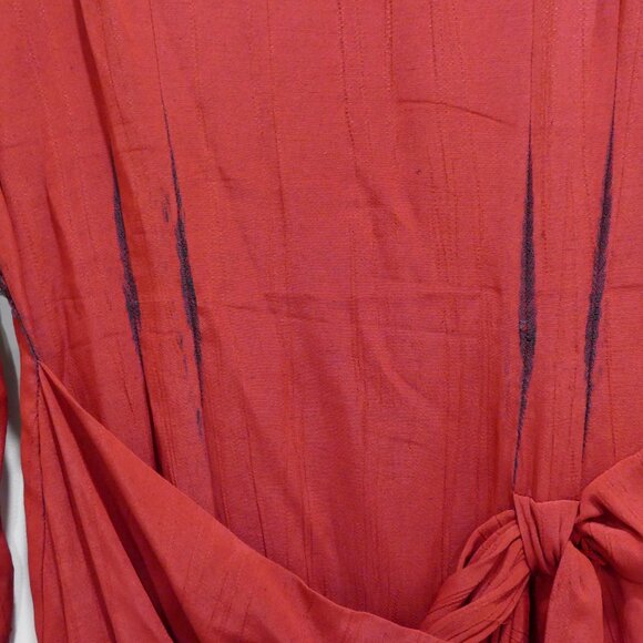 Vintage Scarlett 80's 90's Red Ethnic Mini Dress Beaded Collar Witchy Boho - Picture 4 of 11